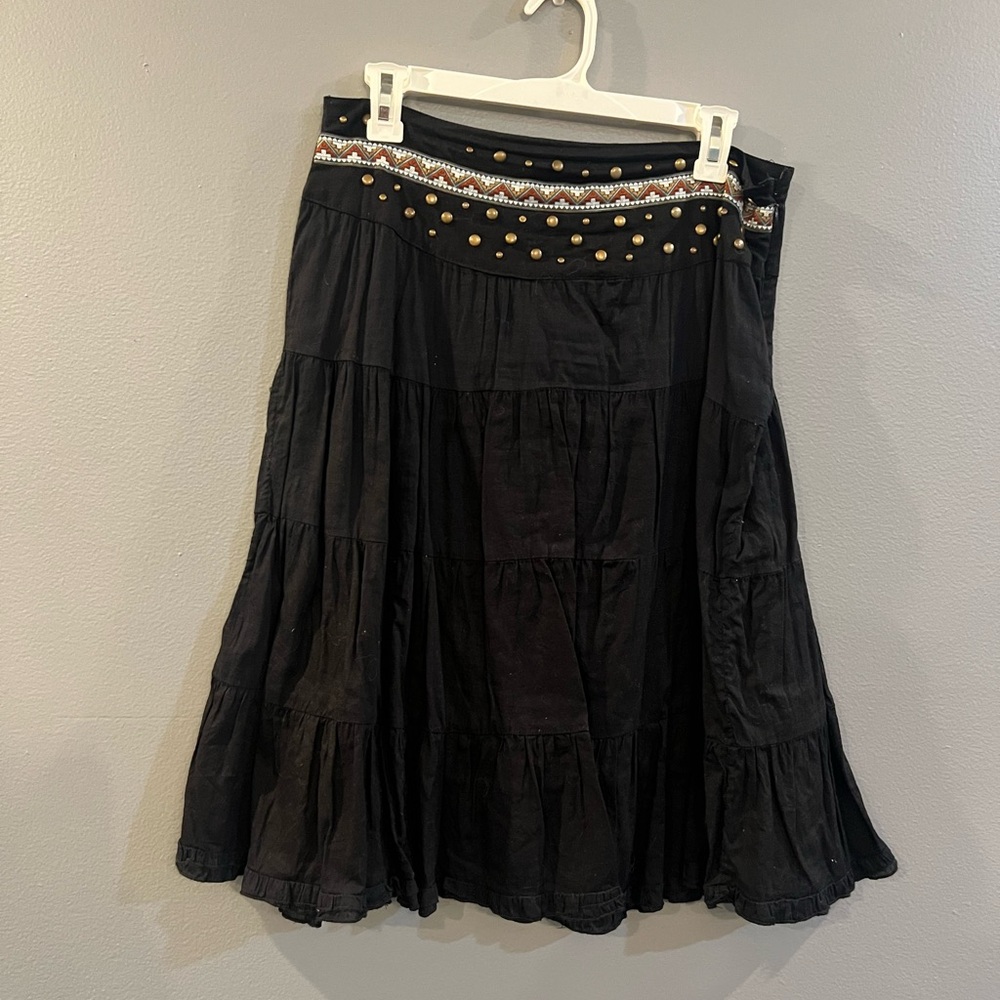 Angie Black A-Line Skirt with Embellishments size large